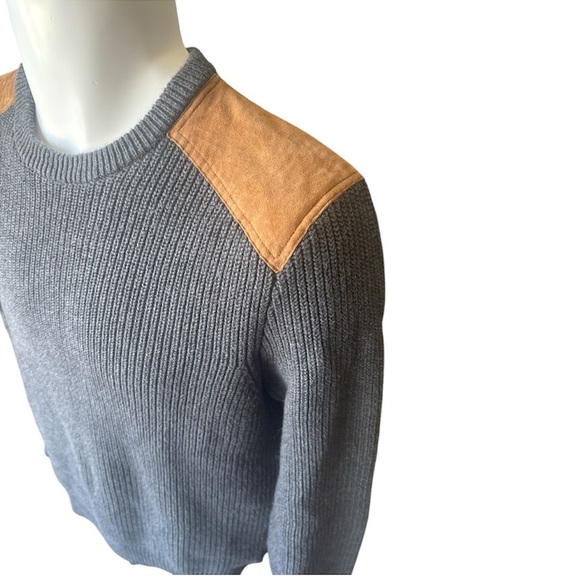 J. Crew Woodsmen, Military Style, Ribbed Knit Crew Neck w/ Leather Patches, M? - Picture 5 of 10